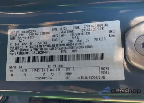 2025 Ford Bronco Outer Banks z USA, uszkodzony, nr VIN 1FMEE8BP0SLB28493